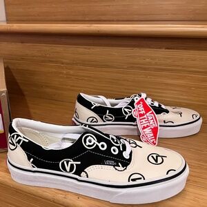 VansEra Full Print Retro Casual Skate Shoes Unisex Black Beige 'Black White'